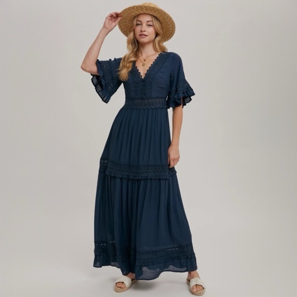 Elegant Navy Blue Maxi Dress
